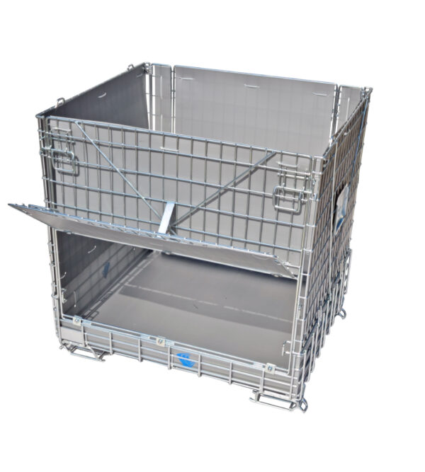 Mesh container standard with divided front - opening to the top