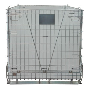 Mesh container  with skids from flat bars 1172 x 1002 x h 1213 mm